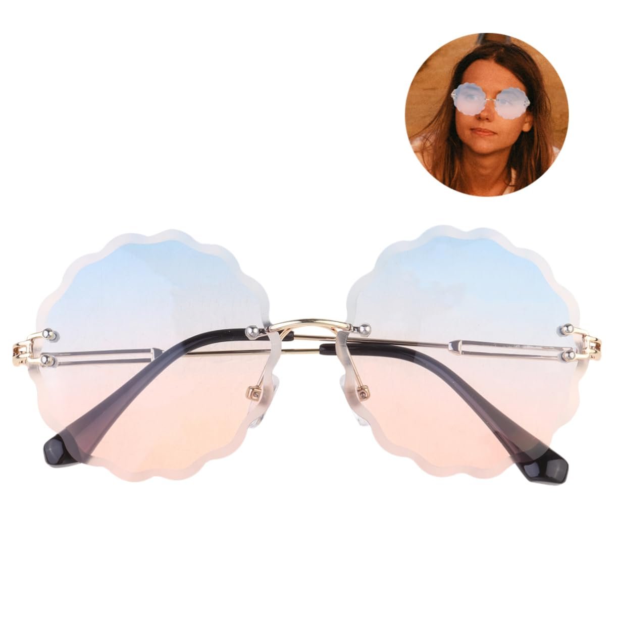 Сонцезахисні окуляри PACKOVE 3 шт. Великі жіночі модні Безрамкові металеві, фото №5