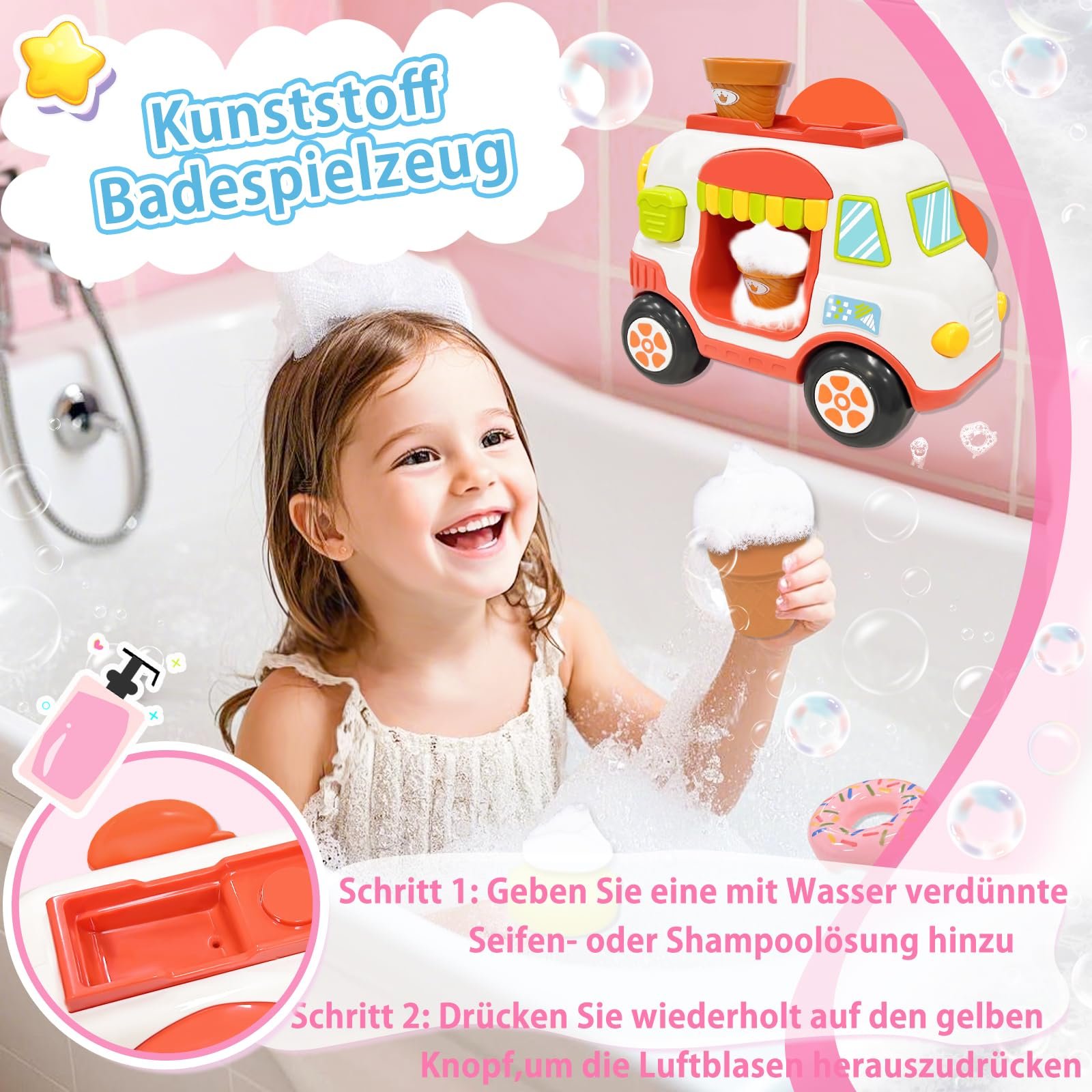 Іграшка для ванни Візок з морозивом Піногенератор, фото №2