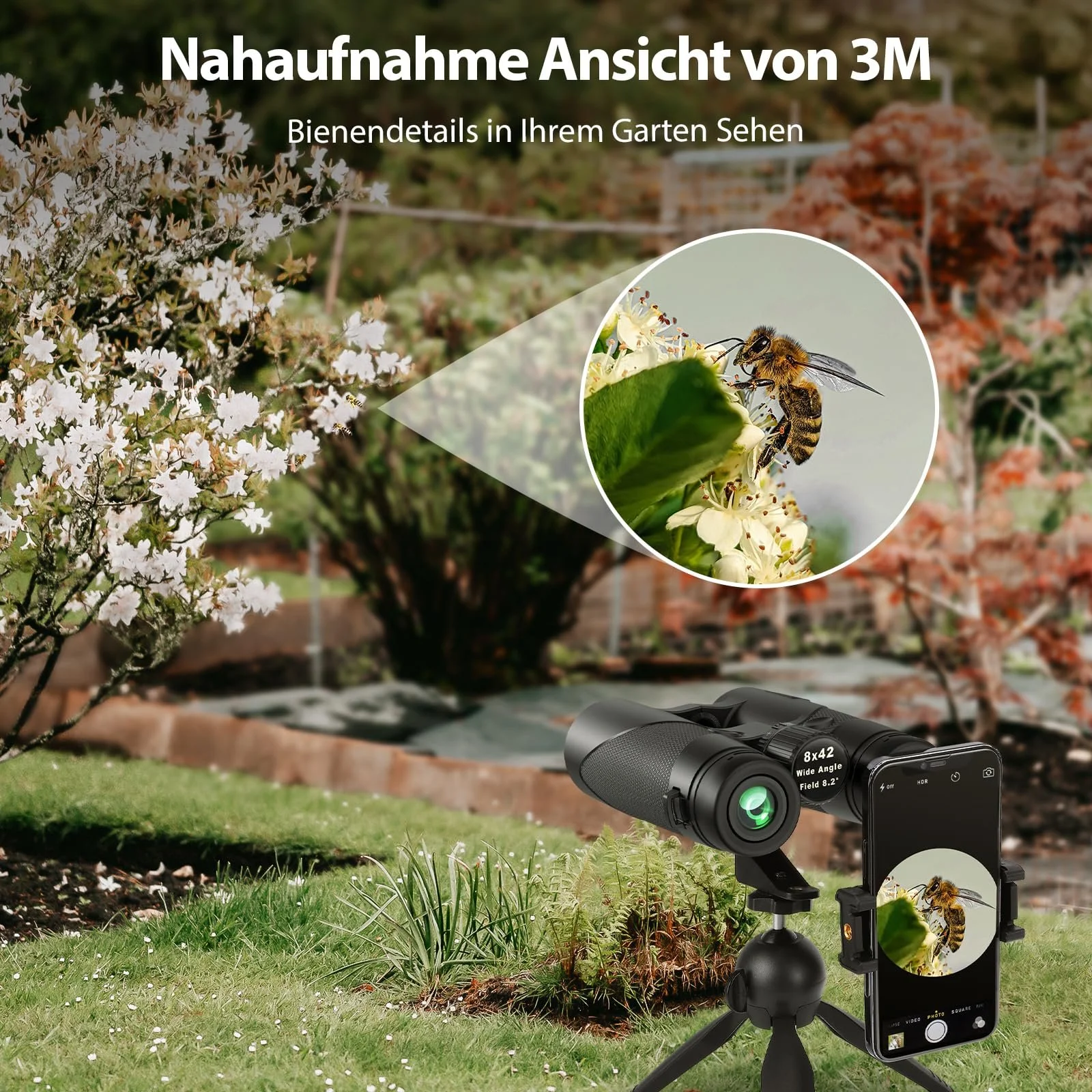 Бінокль Timorn HD 8x42 Night Vision Waterproof Lightweight Carry Bag Strap Mobile Adapter, фото №5