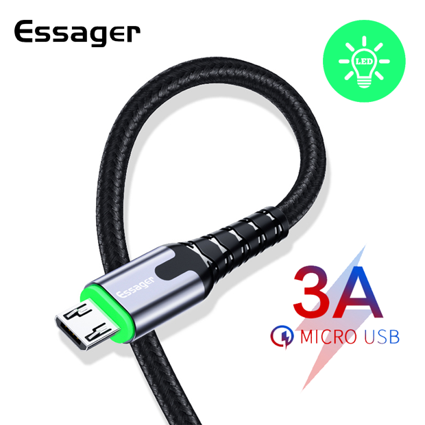 Зарядный кабель с подсветкой ESSAGER micro USB 3.0A 2метра(PS), фото №1