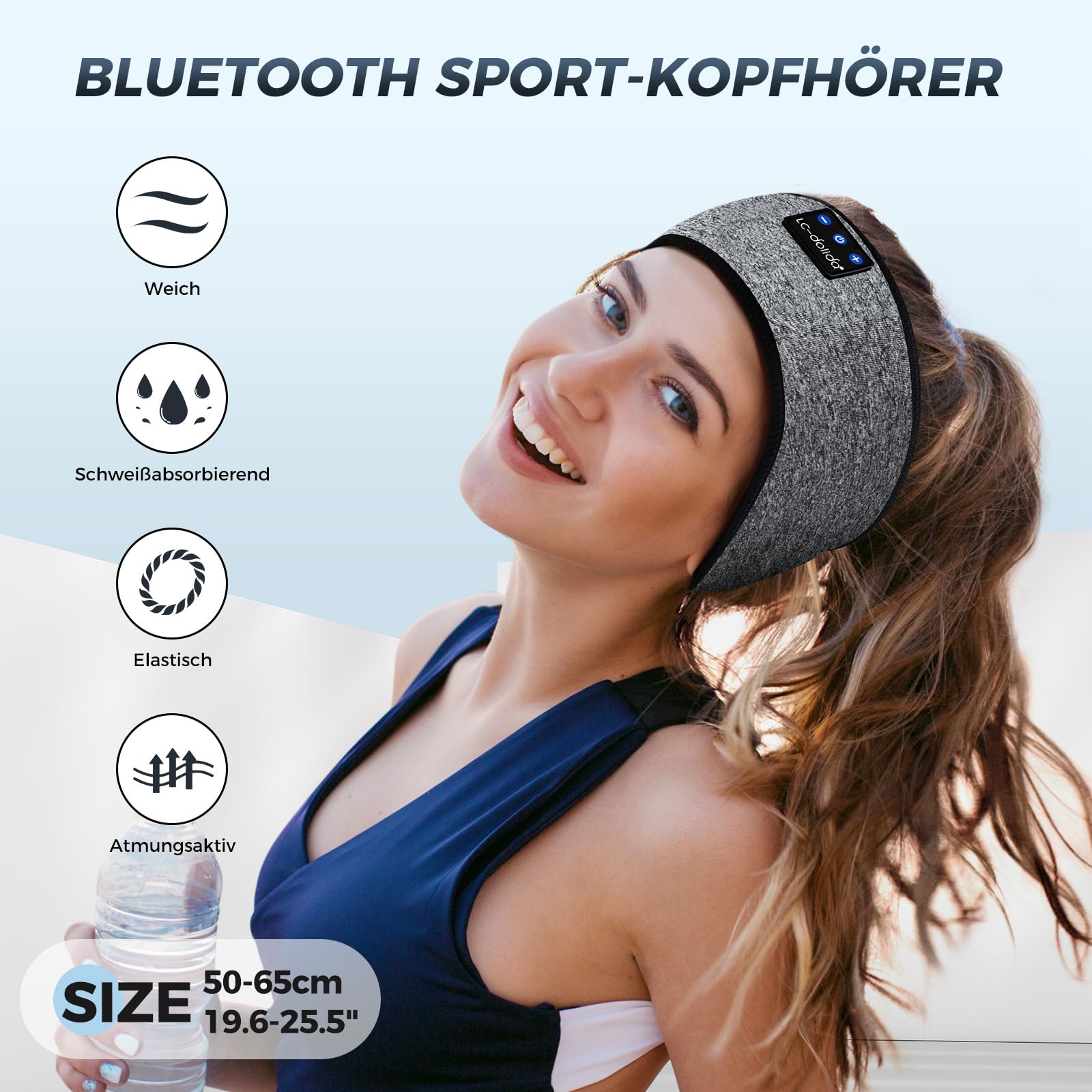 Навушники LC-dolida Sleep Bluetooth 5.4, Sleep Headband, пов'язка на голову, маска для сну, спортивні навушники, музична пов'язка для сну для занять спортом, бігу, йоги, подорожей, фото №2