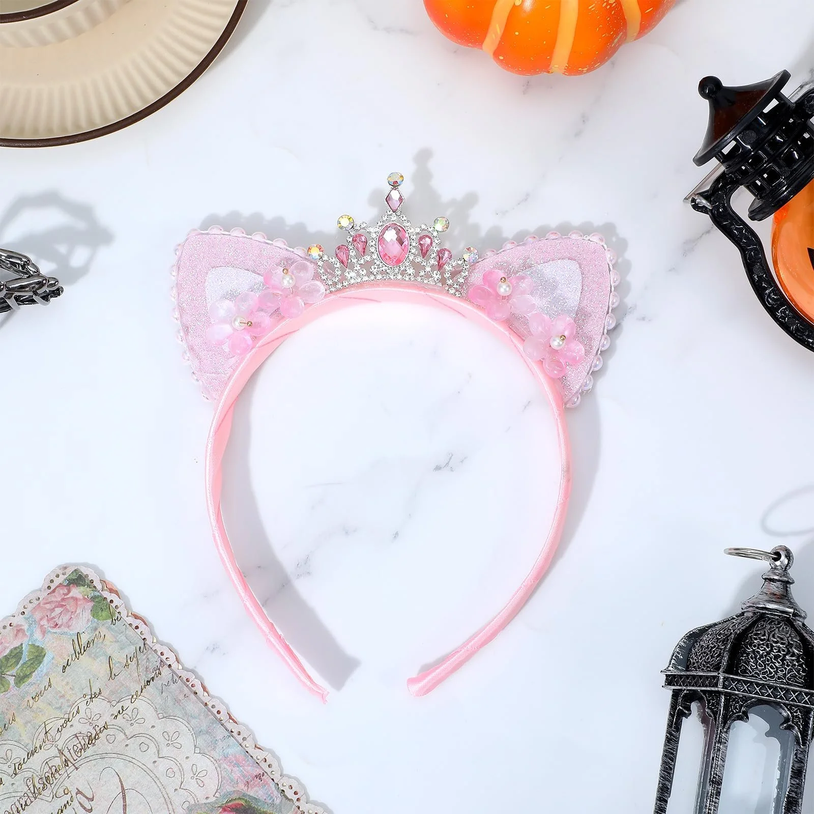 Обруч для волосся Вушка кота зі стразами для дівчат, фото №6