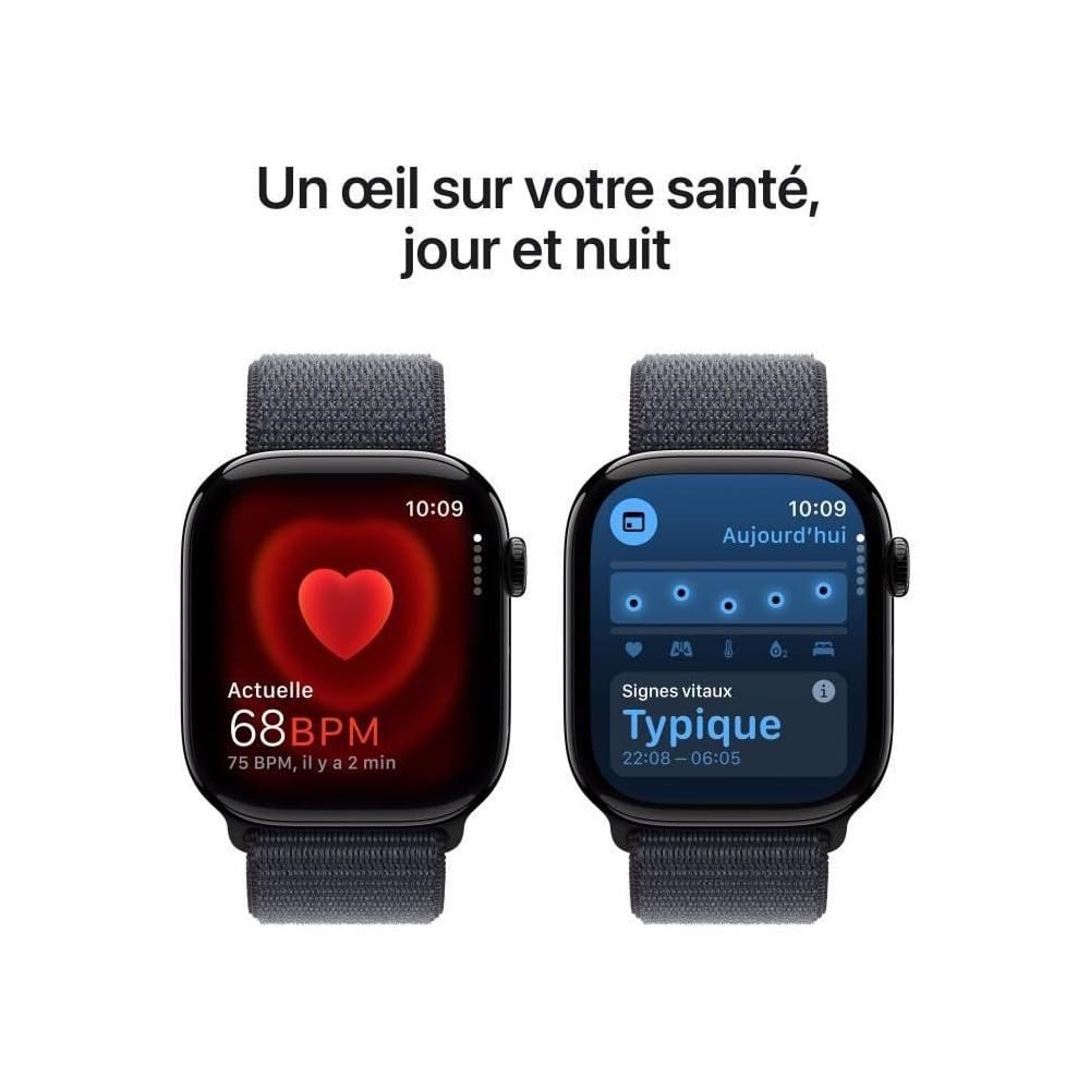 Смарт-часы Apple Series 10 (GPS 46 мм) Алюминиевый корпус Черный бриллиант и спортивный ремешок "Чернила" (One Size), фото №5