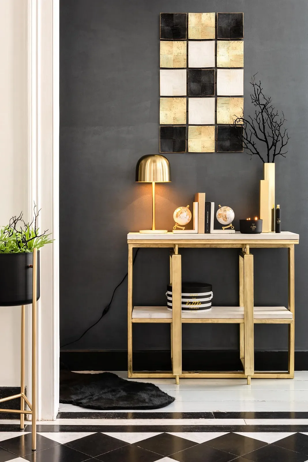 Настільна лампа J-Line Queen Метал Мармур Золота, фото №5