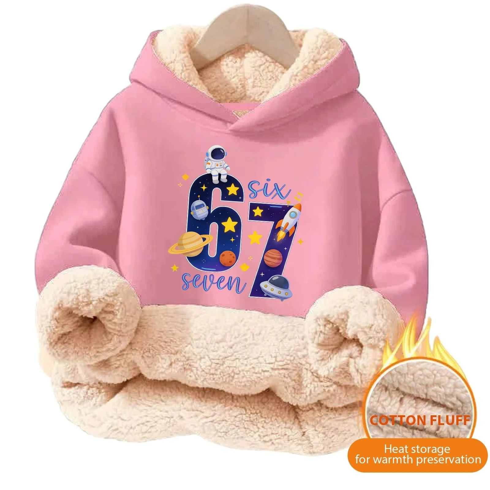 Худи Six Seven 67 Meme Детский Лонгслив Плюшевый Худи с принтом 67 Пуловер Удобный Мягкий Свитшот для Активного Отдыха Уличная Одежда для Девочек и Мальчиков Модный Джемпер, фото №4