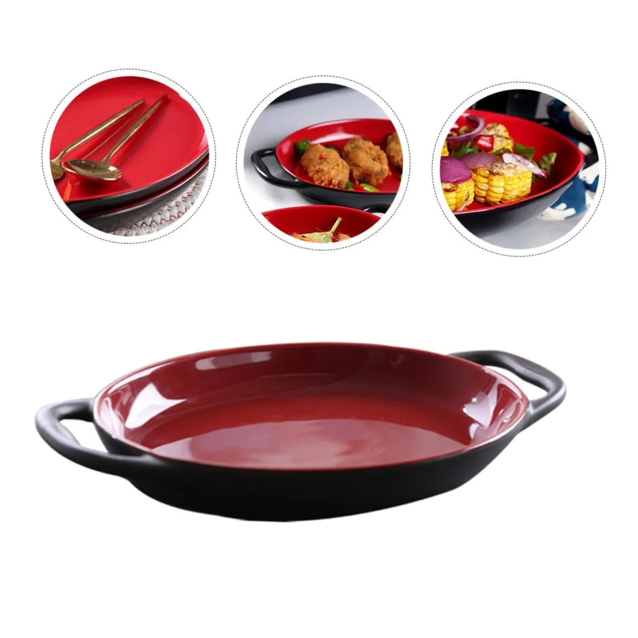 Форма для запекания iplusmile керамическая, с двойными ручками, жаропрочная, фото №6 Форма для запекания iplusmile керамическая, с двойными ручками, жаропрочная, фото №6