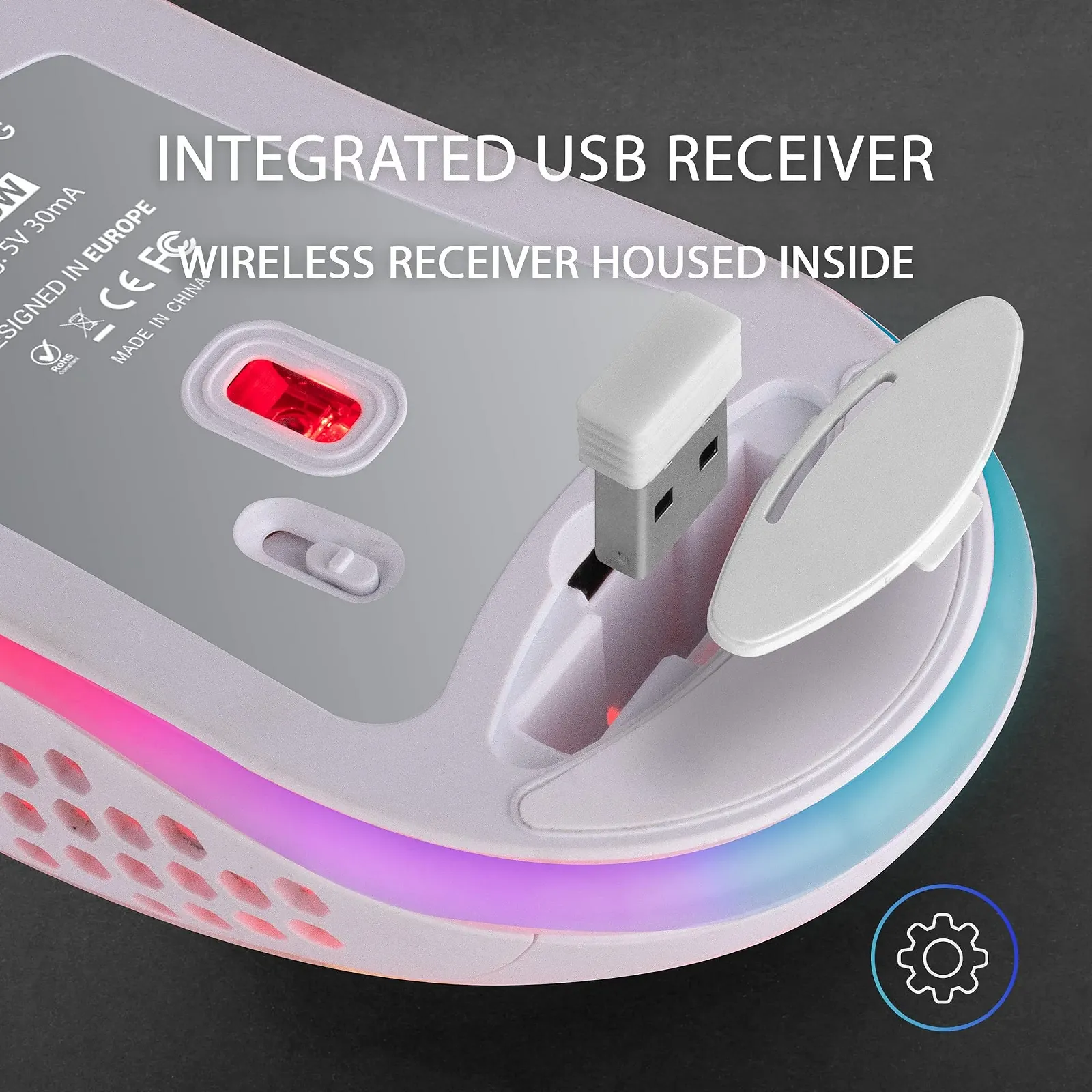 Мышь Беспроводная Игровая Mars Gaming MMW3W RGB Flow Сверхлегкая 79г 3200DPI Белая, фото №6