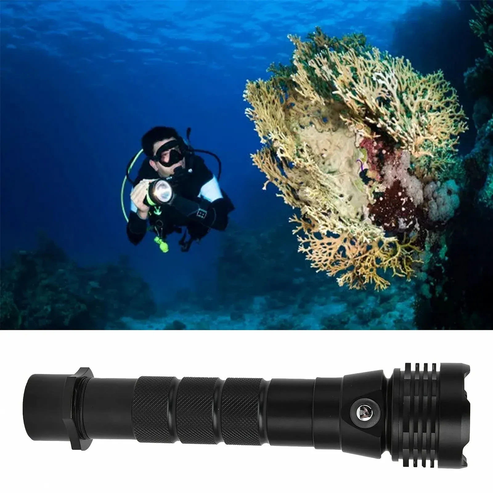Фонарь XHP50 LED 18000 лм, сверхяркий фонарь для дайвинга с 3 режимами IP68, подводный фонарь, перезаряжаемый безопасный фонарь для дайвинга, фото №5