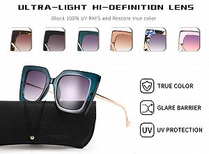 Сонцезахисні окуляри Ретро 70-х FEISEDY Квадратні Великого Розміру, Металеві Дужки з Перламутровою Інкрустацією з Колірним Градієнтом B2625 synthetic.ua - Фото 1