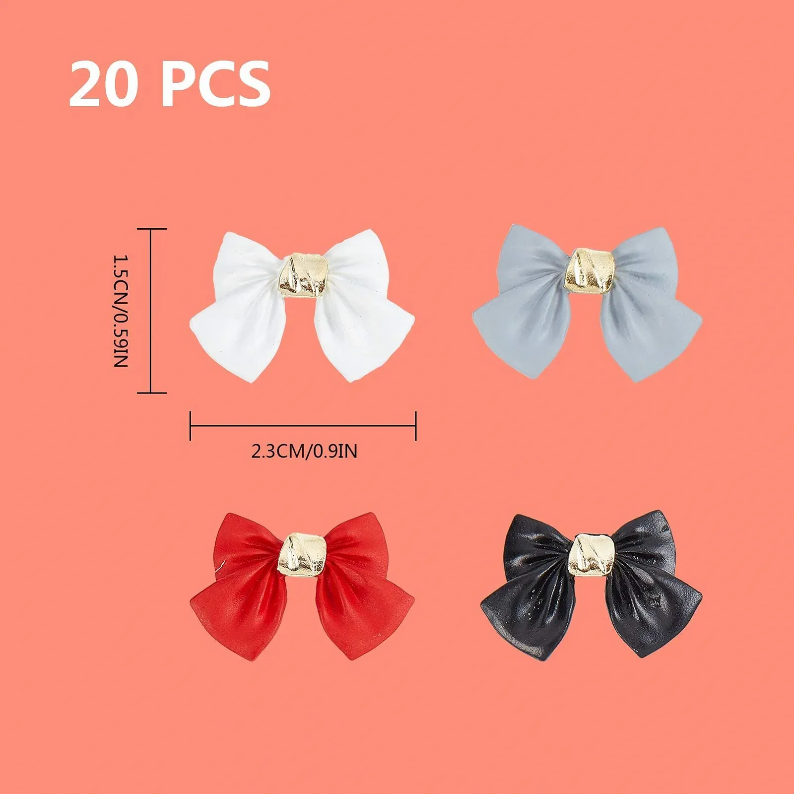 Украшения для ногтей Бант NICENEEDED 3D, 20 шт., Разноцветные, фото №2