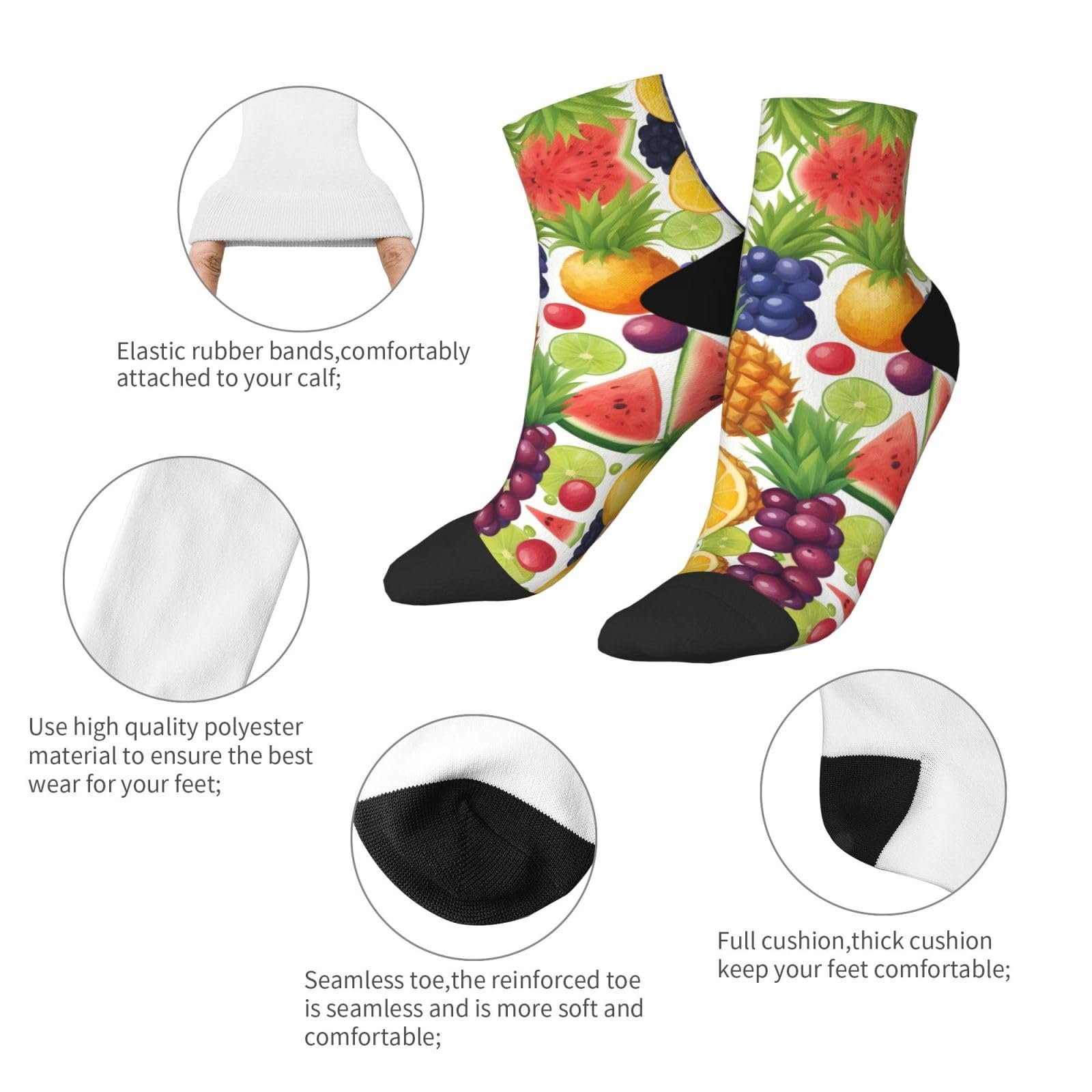 Носки SSIMOO Фрукты Ананас Ягоды Арбуз Виноград Апельсин, фото №6