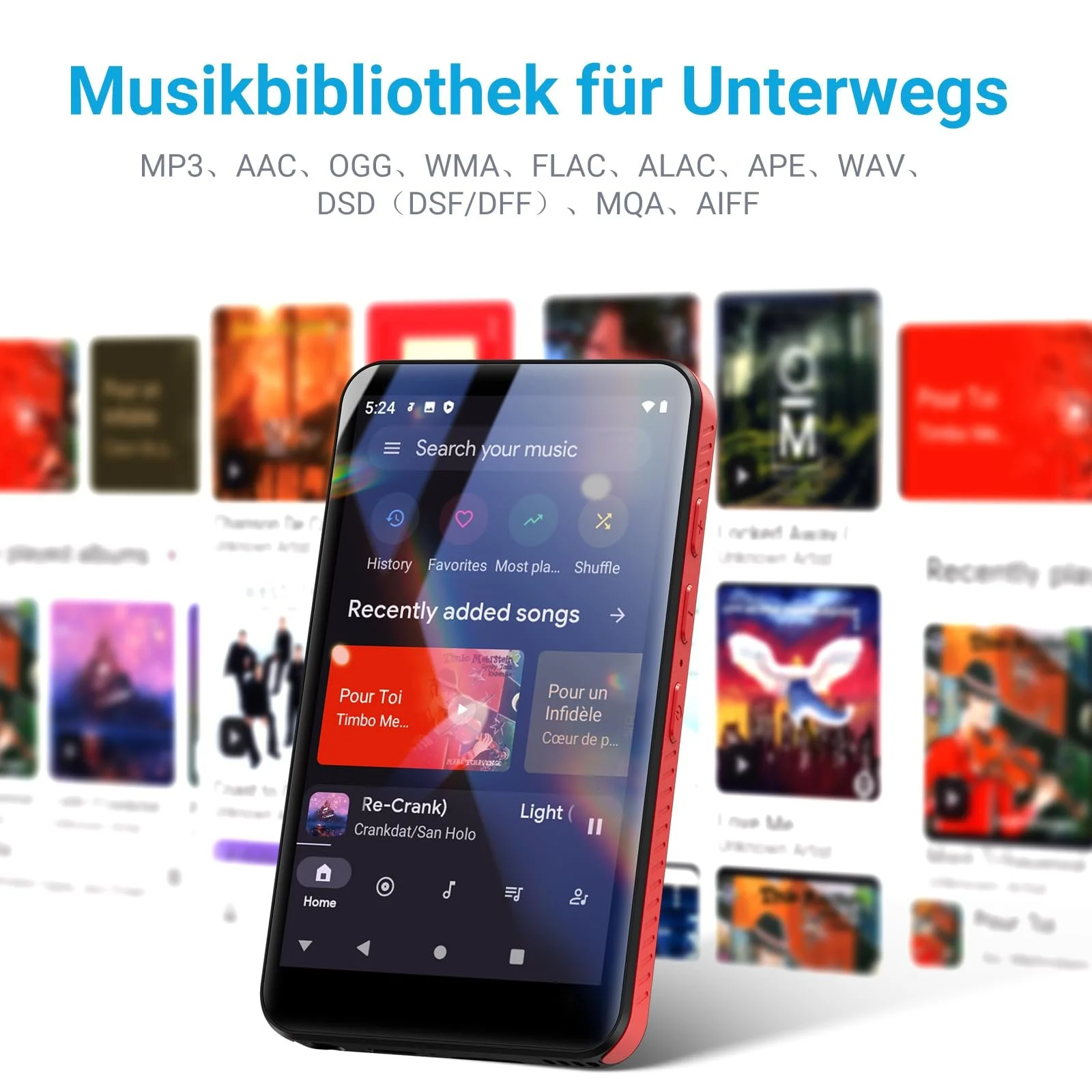 MP3-плеер MECHEN 96GB с Bluetooth 4.1 и WLAN - 4-дюймовый сенсорный экран Android 10, совместимый со Spotify/Amazon Music/Audible, фото №5