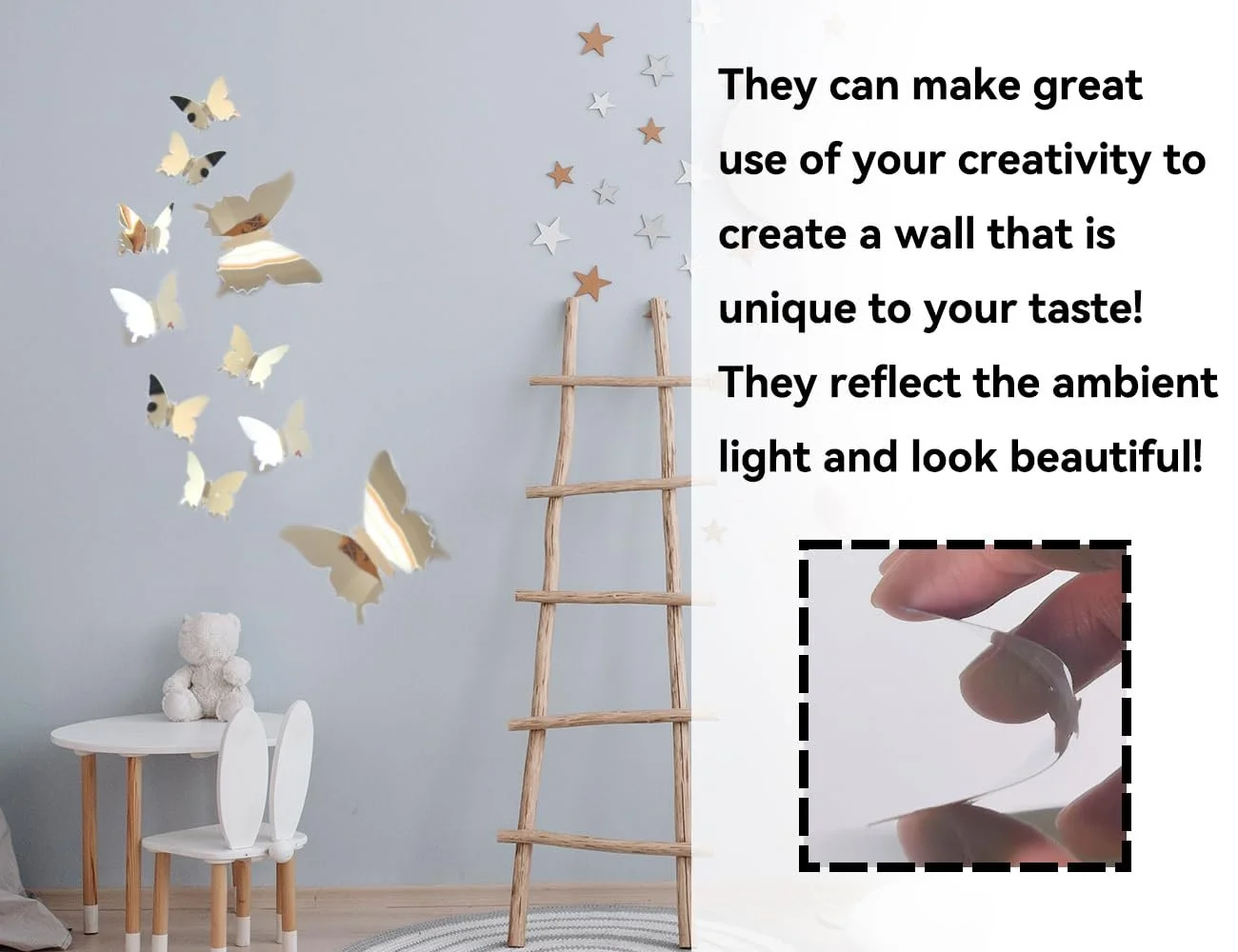 Наклейки на стіну Метелики Набір 36 шт. Дзеркальні Сріблясті, фото №5 Наклейки на стіну Метелики Набір 36 шт. Дзеркальні Сріблясті, фото №5