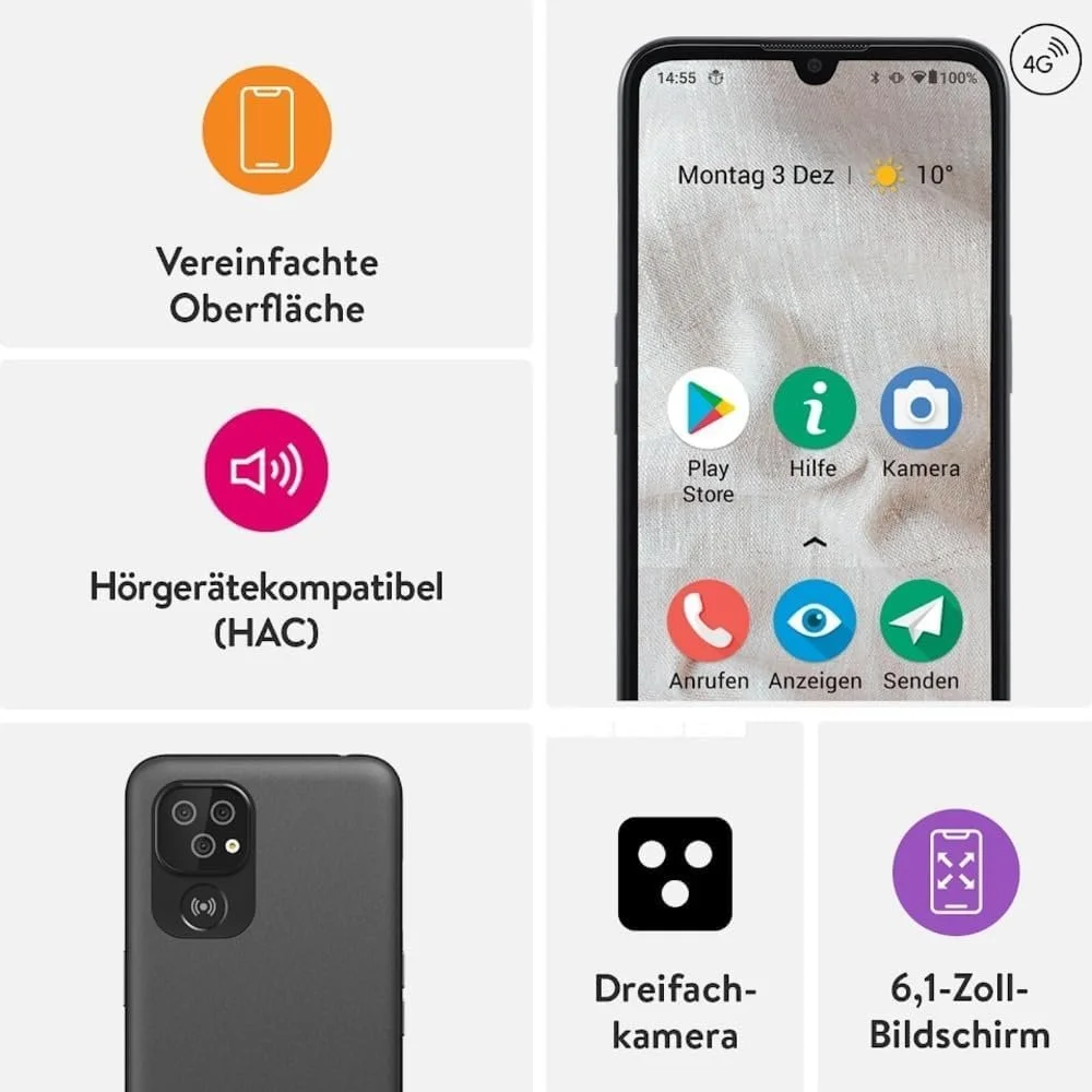 Смартфон Doro 8100 Plus 4G 6.1'' Triple camera Black, фото №3 Смартфон Doro 8100 Plus 4G 6.1'' Triple camera Black, фото №3