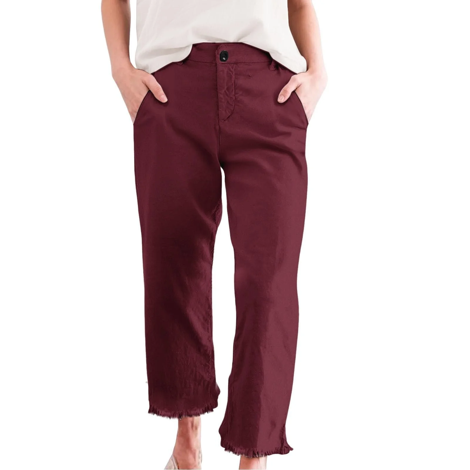 Брюки широкие льняные укороченные, с высокой посадкой, фото №1 Брюки широкие льняные укороченные, с высокой посадкой, фото №1