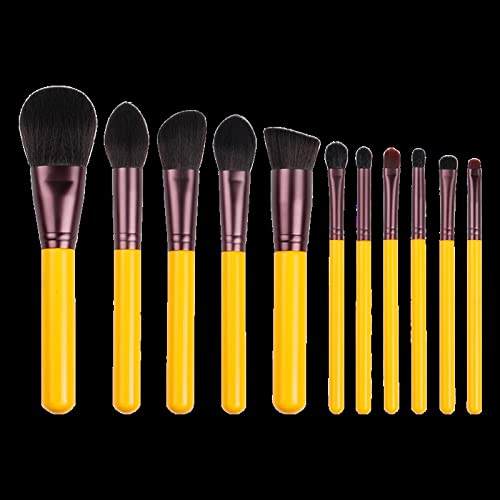 Набір синтетичних кистей PiurUf Make Up Brush Yellow Series 11 Face & Eye Makeup жовтого кольору, фото №6
