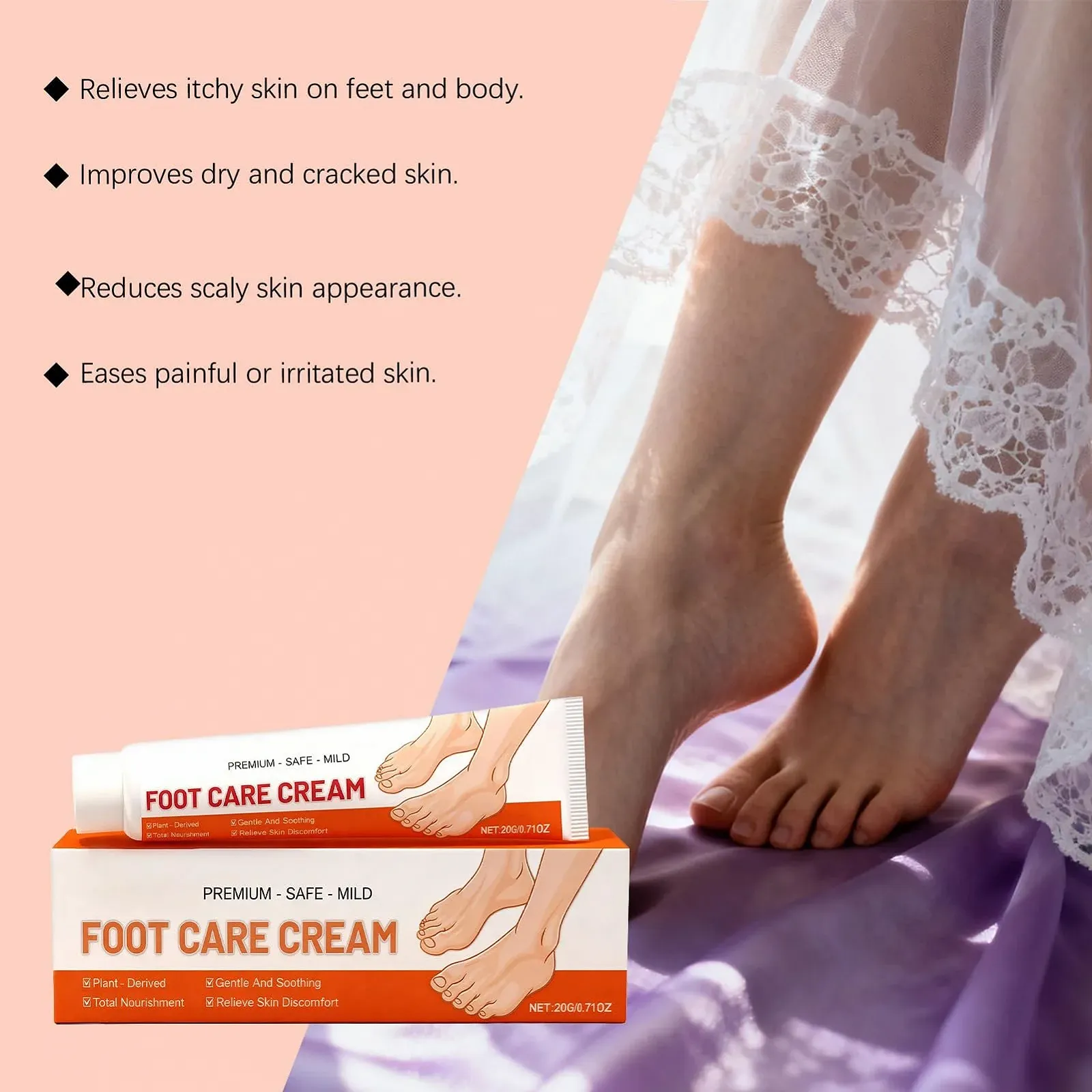 Крем для пяток увлажняющий нежирный для сухой и потрескавшейся кожи стоп, коленей и локтей, фото №5 Крем для пяток увлажняющий нежирный для сухой и потрескавшейся кожи стоп, коленей и локтей, фото №5