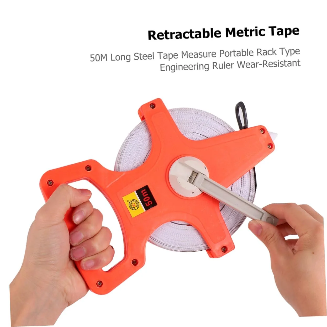 Рулетка з ручкою KITANDOVE, сталева рама, скловолоконна стрічка для будівництва, фото №6