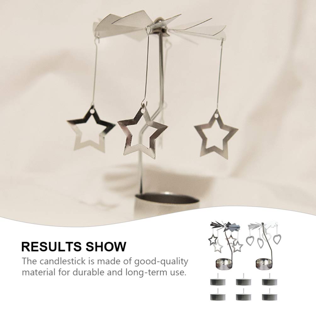Подсвечник SOLUSTRE Rotating Star Heart Металлический с 6 чайными свечами Набор из 2, фото №5