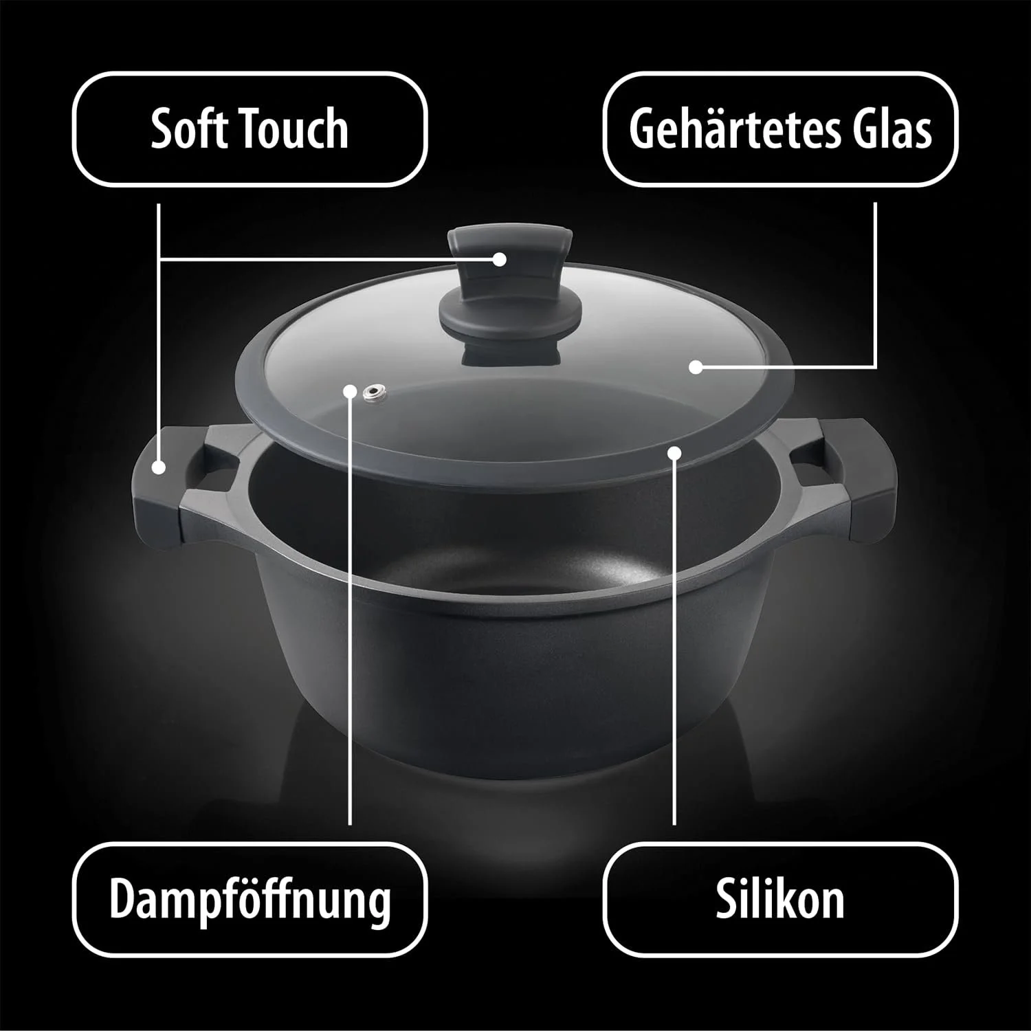 Каструля Metaltex Xpert з високоякісного литого алюмінію 26 см з тришаровим антипригарним покриттям ILAG Full Induction, фото №3