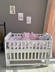 Комплект постельного белья для новорожденного Зайчик с бортиками и игрушками голубой - Фото 1