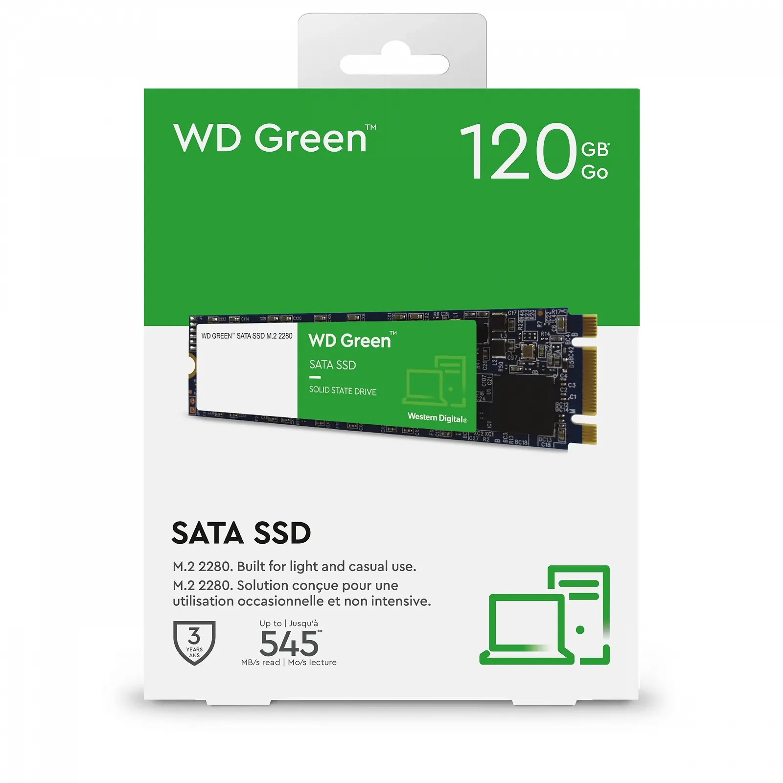 Внутрішній SSD-накопичувач WD Green 120 GB M.2 545 МБ/с Green, фото №4