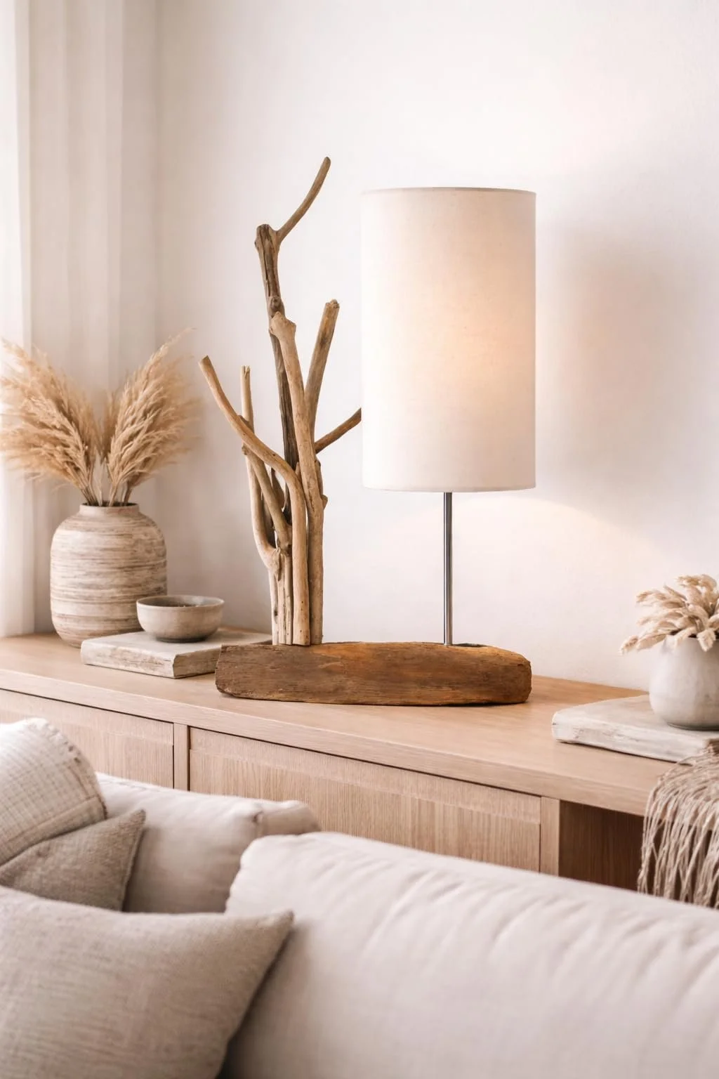 Настільна лампа HDmirrorR Werterhalt Madura Дрифтвуд Бавовна Ручна робота, фото №1