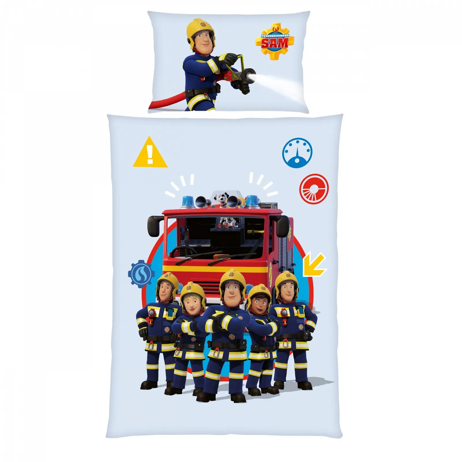 Комплект детского постельного белья Fireman Sam Fire brigade Crew Pontypandy 100 x 135 см + 40 x 60 см, хлопок, на молнии Синий, фото №1