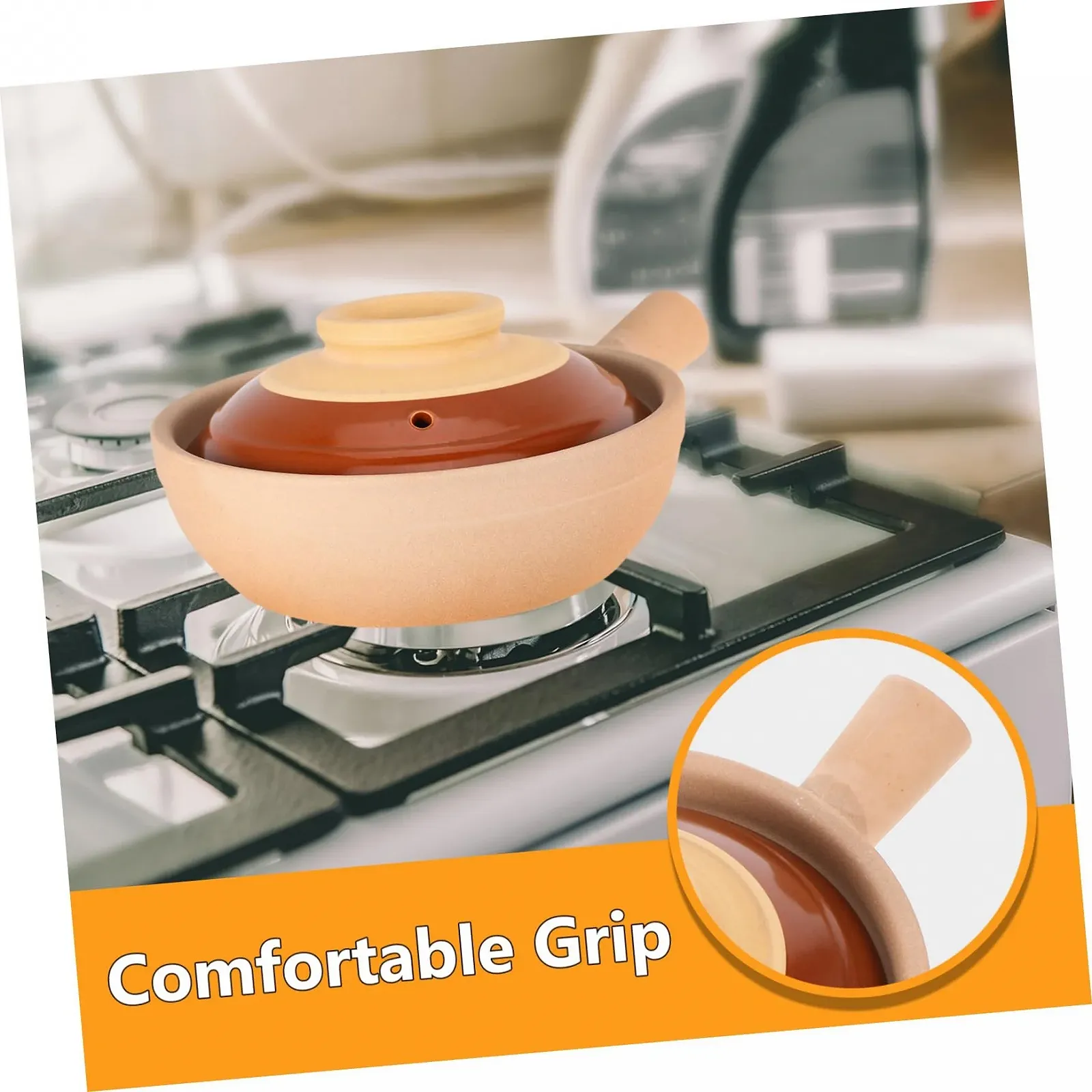 Горшок для приготовления керамический с крышкой Традиционный дизайн, фото №3