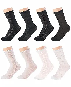 Носки с рюшами (8 пар) Женские Черно-белые - Фото 1