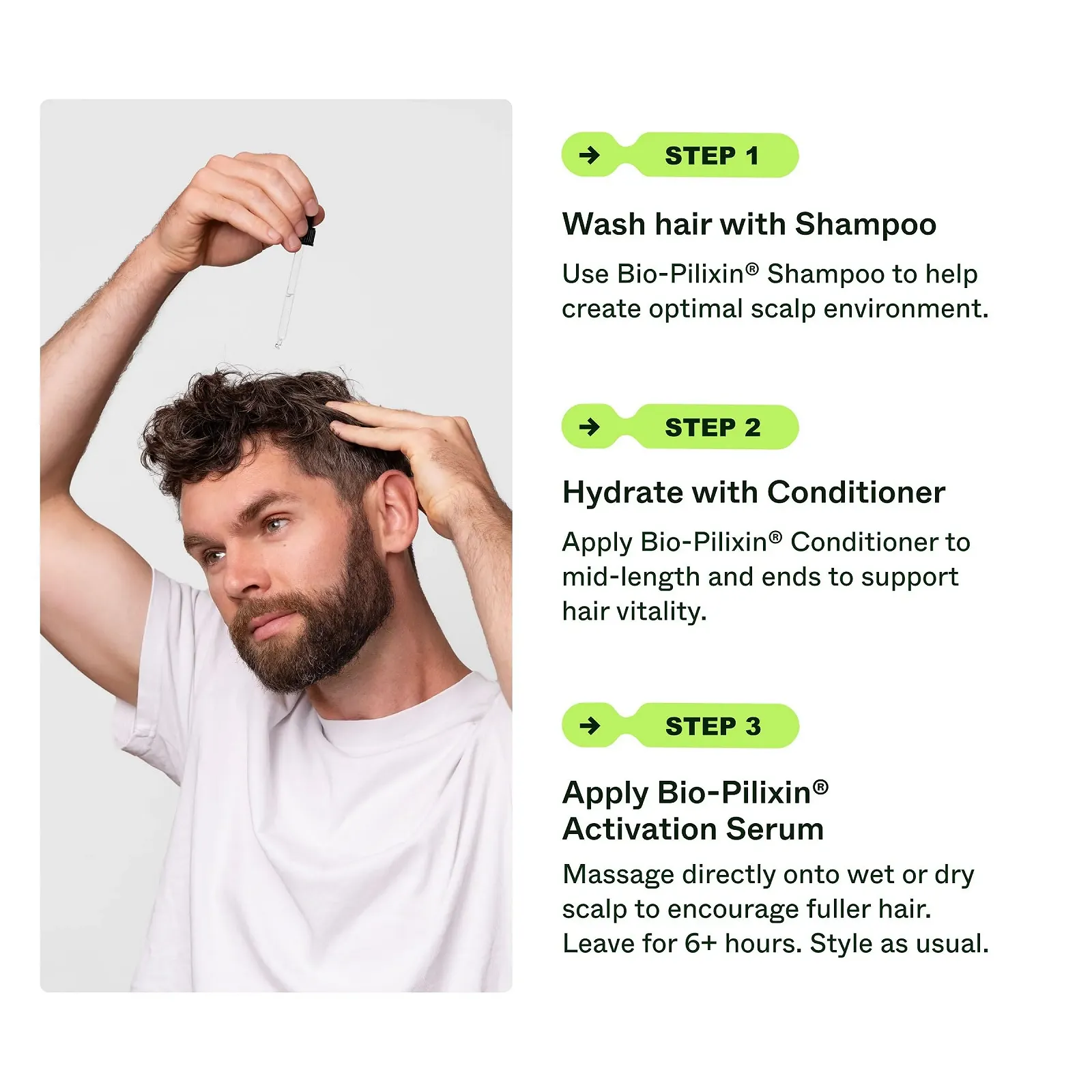 Засіб для росту волосся Scandinavian Biolabs Bio-Pilixin Routine Для Чоловіків, фото №4
