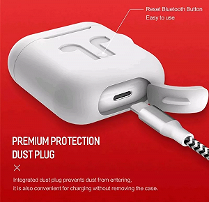 Белый Силиконовый Чехол Для Наушников Apple Аирподсов с карабином synthetic.ua - Фото 1