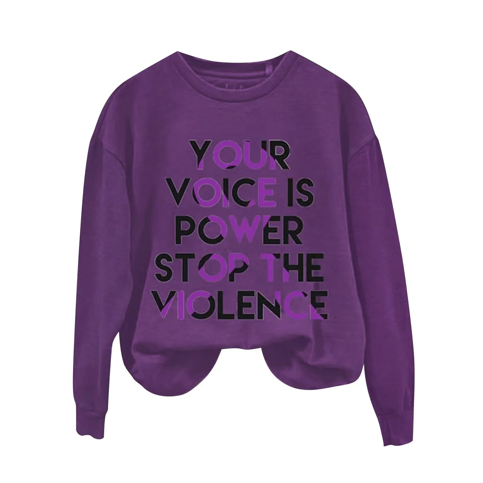 Женская Удобная Толстовка с круглым вырезом, мягкая кофта 'Твой голос - это насилие', повседневная толстовка с длинными рукавами и карманом, женская, фото №2