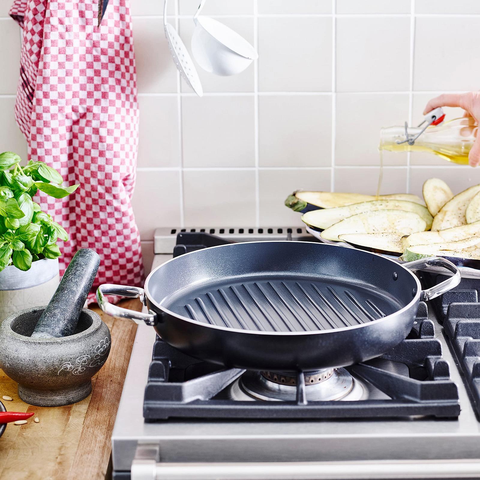 Сковорода-гриль GreenPan Essentials кругла 28 см, чорна, фото №7