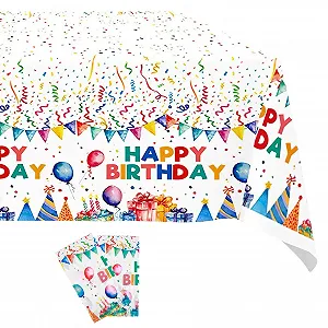 Скатертина Happy Birthday дитяча пластикова (2 шт) 130 x 220 см Multicolor - Фото 1