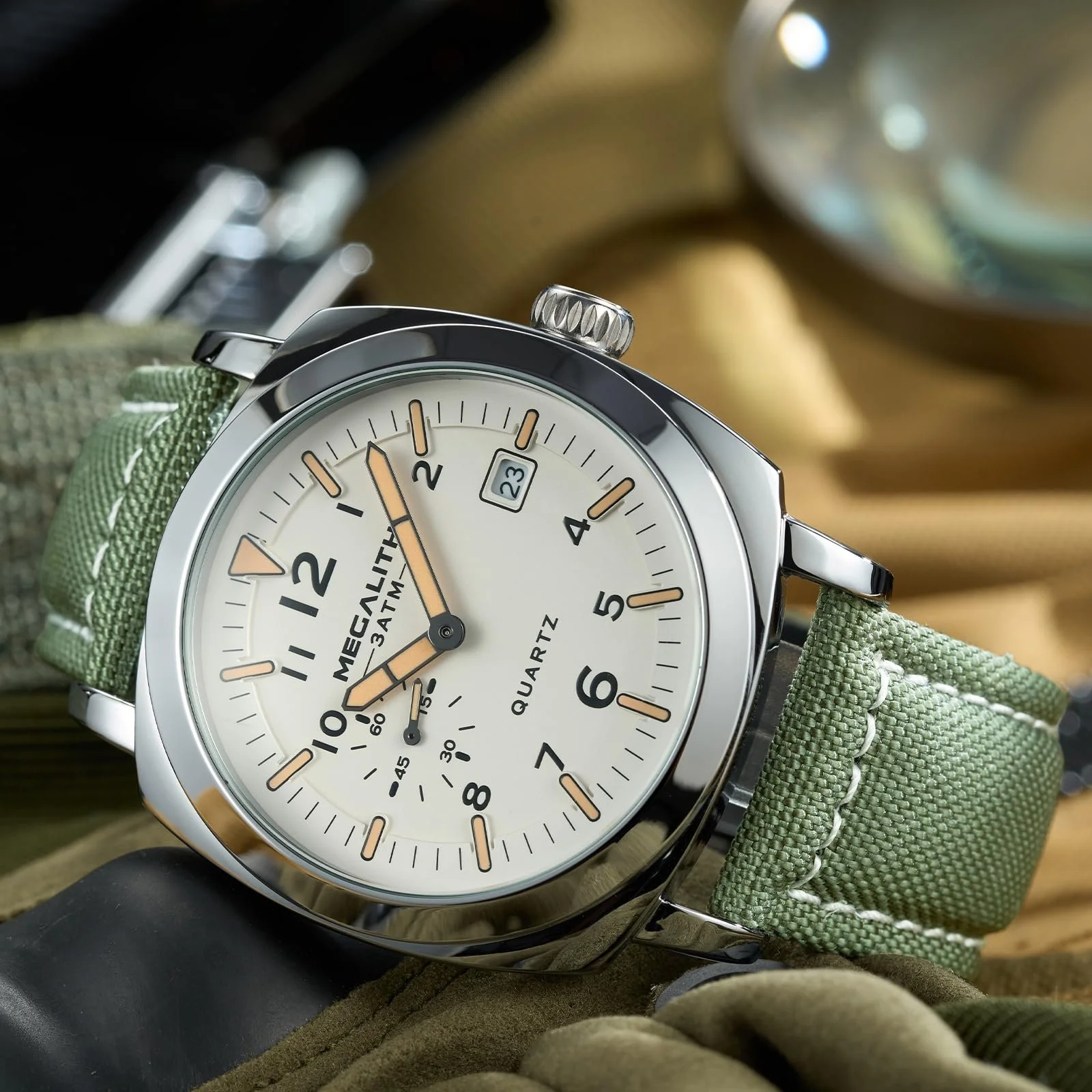 Годинник MEGALITH Кварцовий Аналоговий Чоловічий Водонепроникний Срібний Спортивний, фото №6