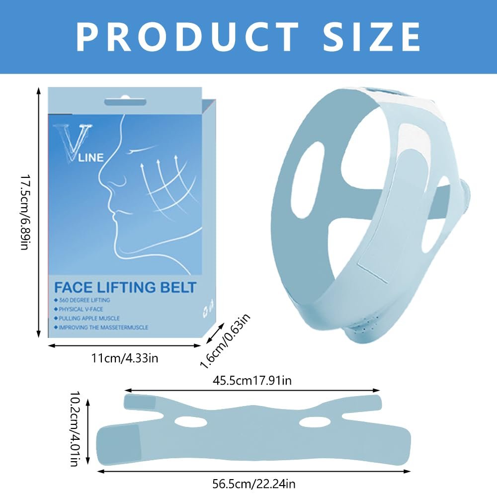 Маска V-Line Lifting CutitiUU для женщин и мужчин V Line, многоразовая ткань Ice Silk, улучшенный ремешок для подбородка Ice-Cool, многоразовый ремешок для похудения лица, синий, фото №2