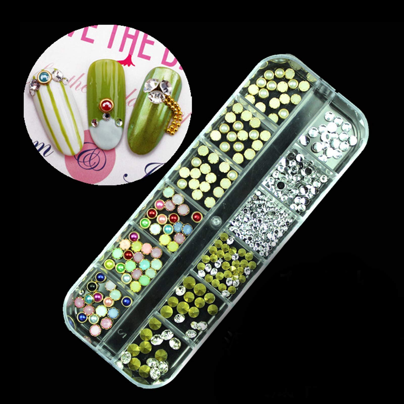 Перлини для нігтів, 2 коробки, куполоподібні кабошони, штучні , різні кольори, фото №2