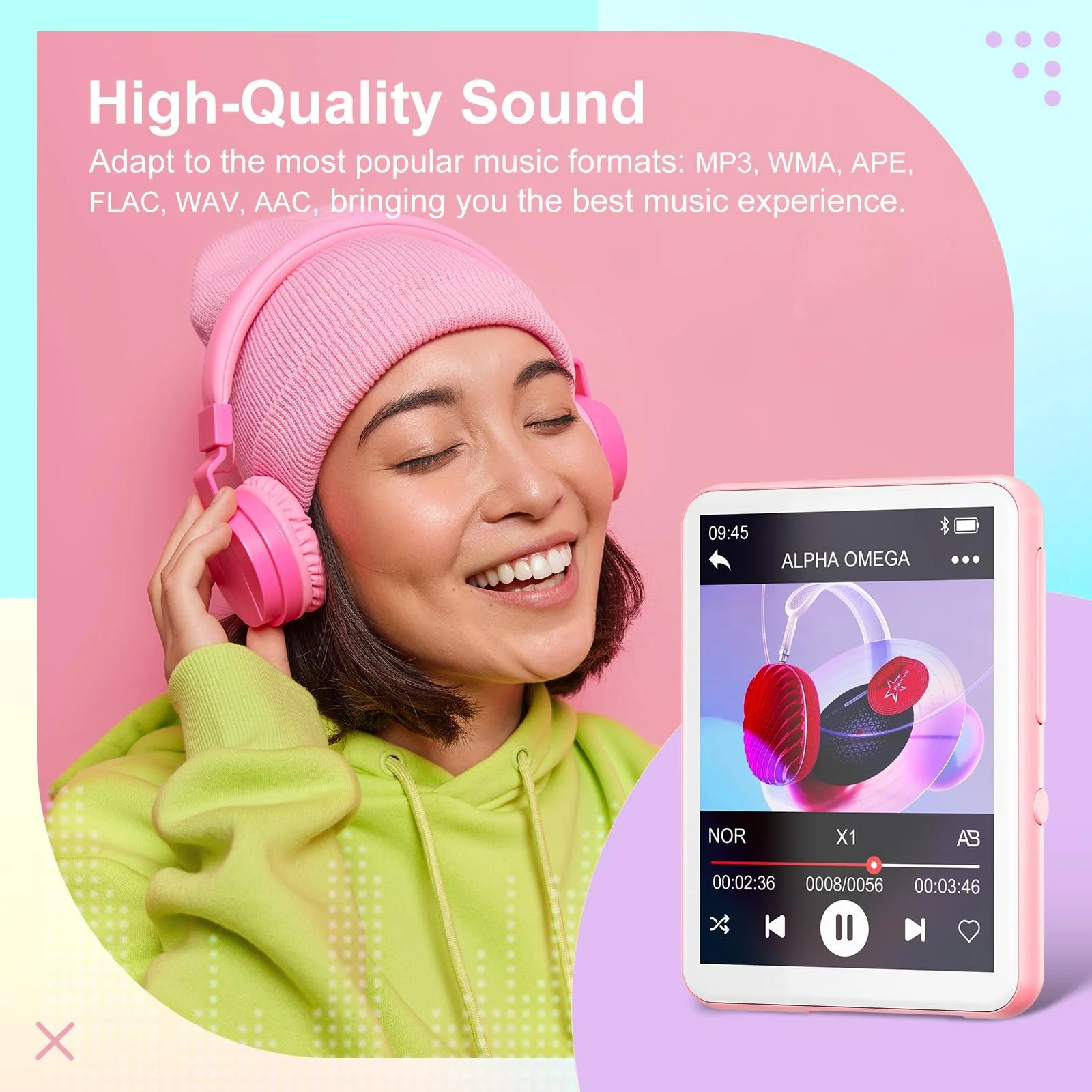 MP3-плеер Oilsky M1 128 ГБ Bluetooth 5.4 Розовый, фото №2