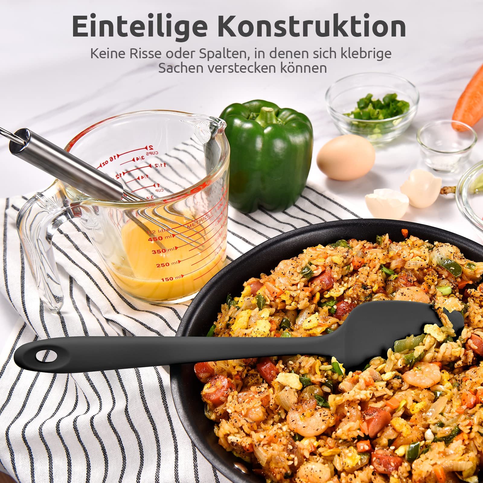 Набор силиконовых лопаток U-Taste термостойкие 315 °C бесшовные черные (2 шт.), фото №8