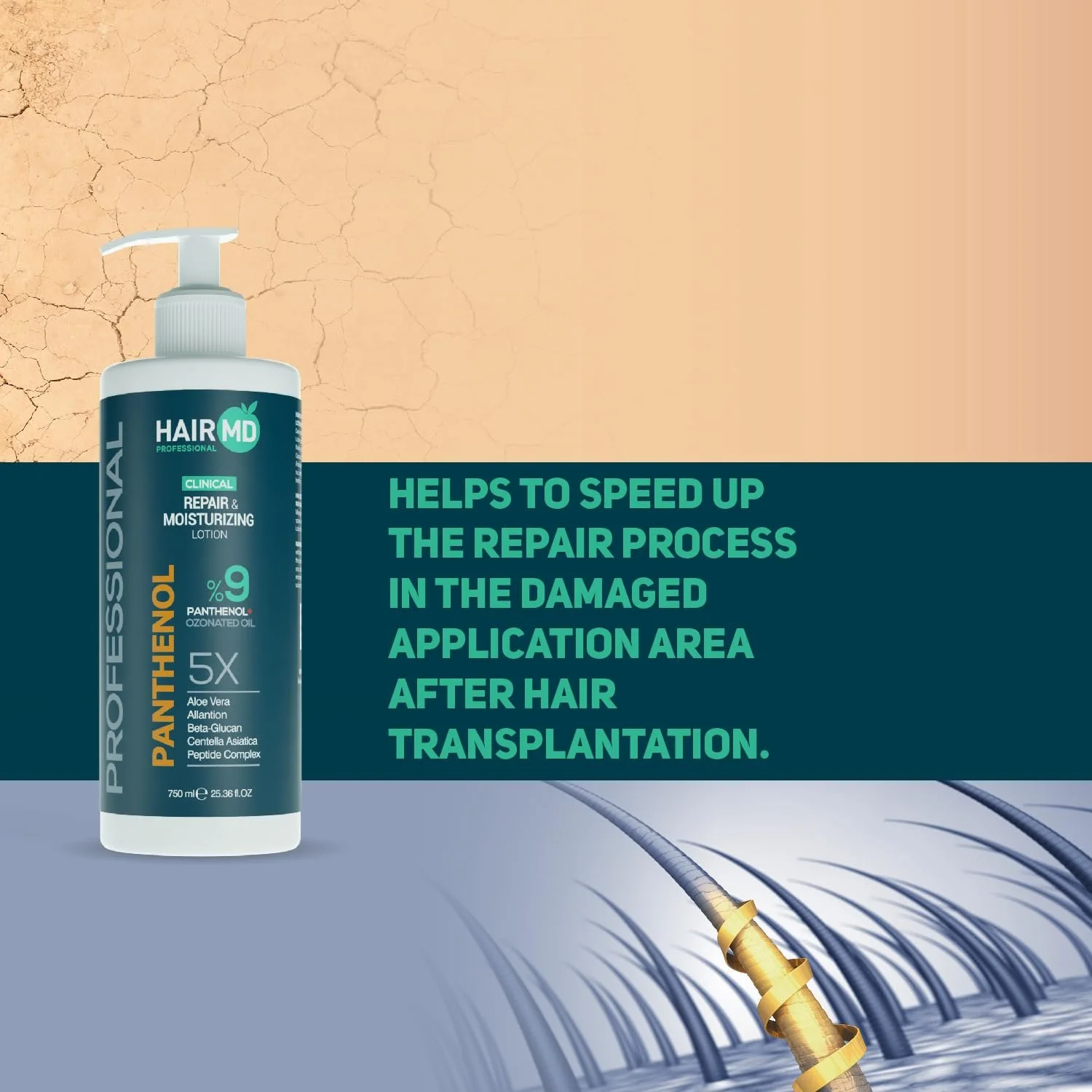 Лосьйон Panthenol%9 Hairmd Clinical Repair 750 мл, фото №5 Лосьйон Panthenol%9 Hairmd Clinical Repair 750 мл, фото №5