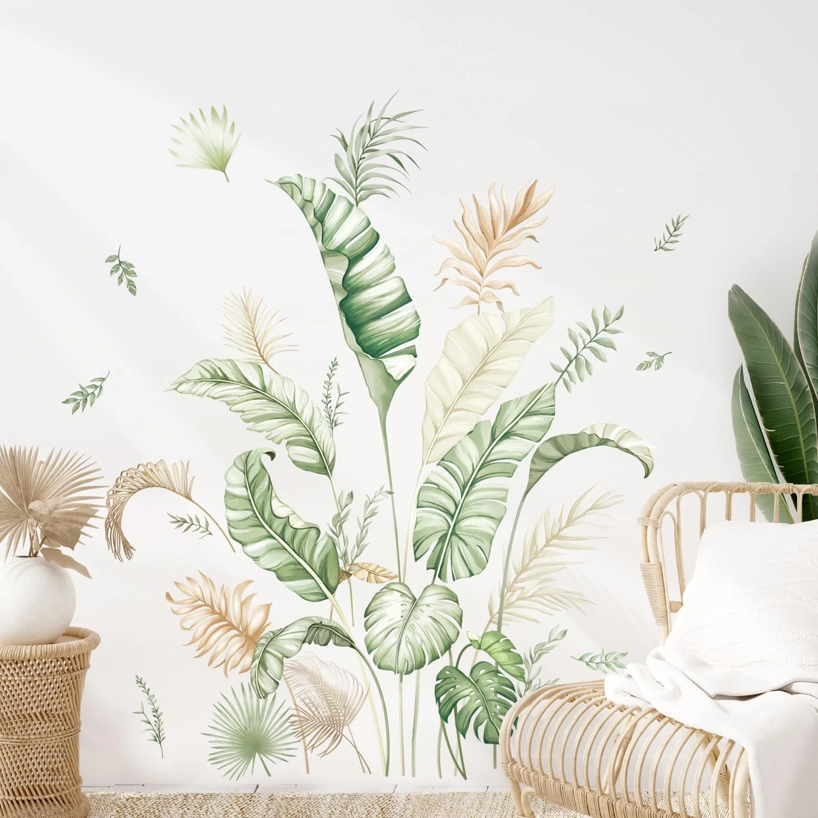 Наклейка на стіну Supzone Boho Tropical Leaves Тропічне листя Зелений, фото №3