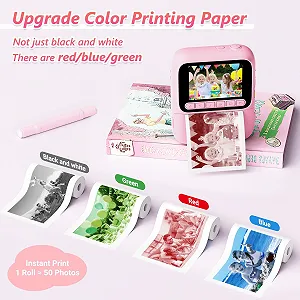 Детская камера мгновенной печати 1080P 5 рулонов бумаги 32GB карандаши Розовая synthetic.ua - Фото 1