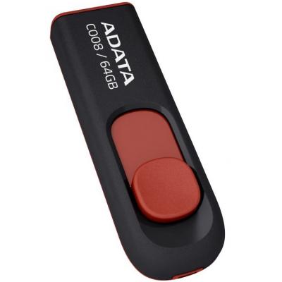 USB флеш-накопичувач ADATA 64gb C008 Black+Red USB 2.0 AC008-64G-RKD, фото №2