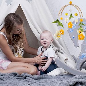 Мобиль на детскую кроватку Xujika Honey Bee Плюшевый Шерсть Желтый synthetic.ua - Фото 1