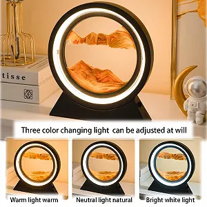 Настільна лампа Neioaas 3D Moving Sand Art 360° Rotating Sandscape Чорний/Жовтий synthetic.ua - Фото 1