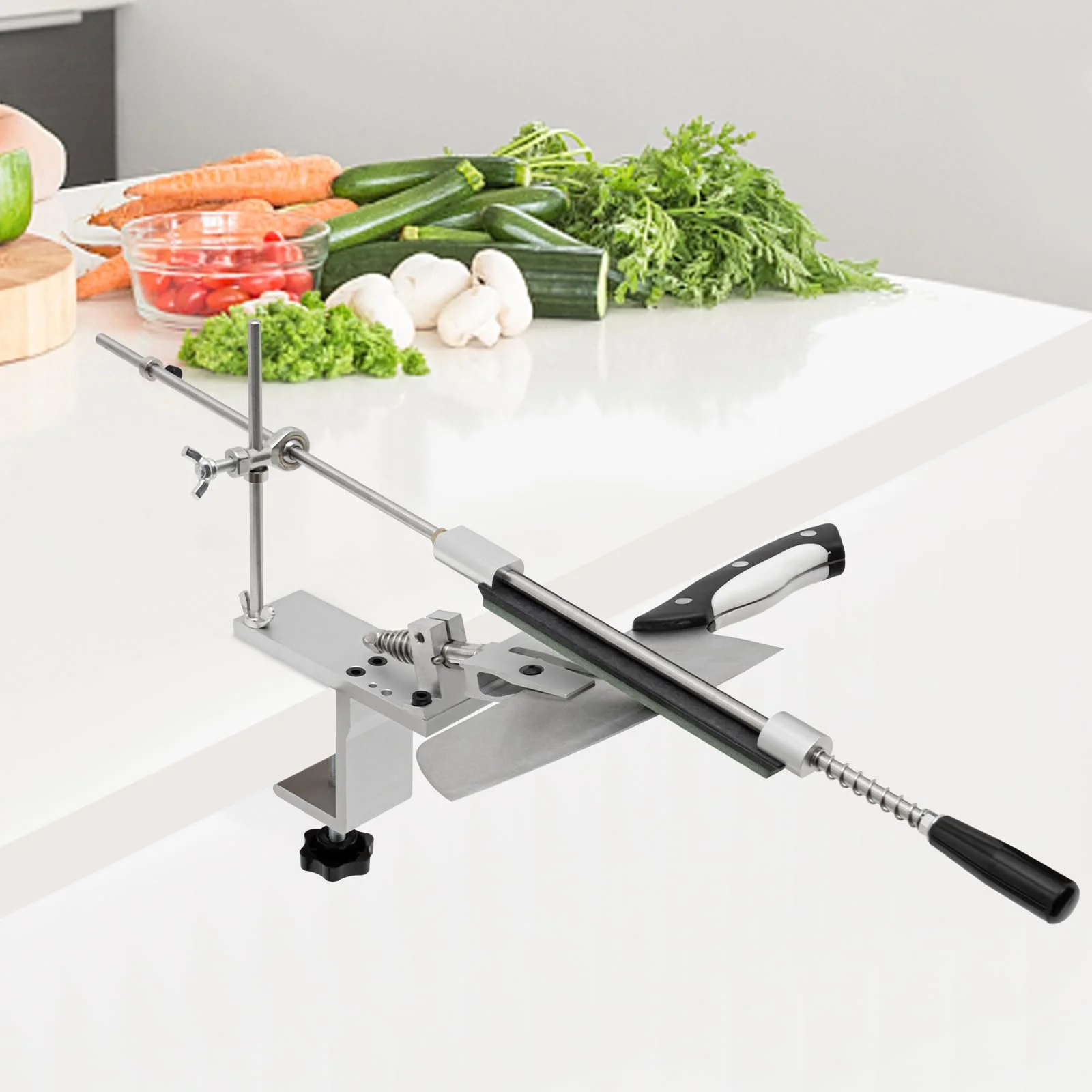 Точилка для ножів професійна з 6 точильними каменями з G-подібним затискачем та кутом 9-26 градусів для лез 0.118-0.315 дюйма, фото №9