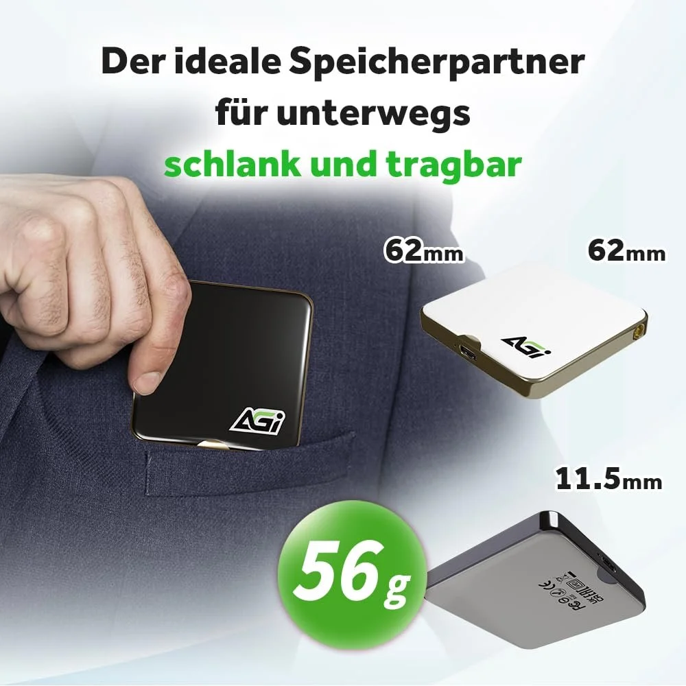 Portable External SSD AGI EDM38 2TB Magnetic USB 3.2 Gen2x2 20Gbps 2050МБ/с White, фото №5 Portable External SSD AGI EDM38 2TB Magnetic USB 3.2 Gen2x2 20Gbps 2050МБ/с White, фото №5
