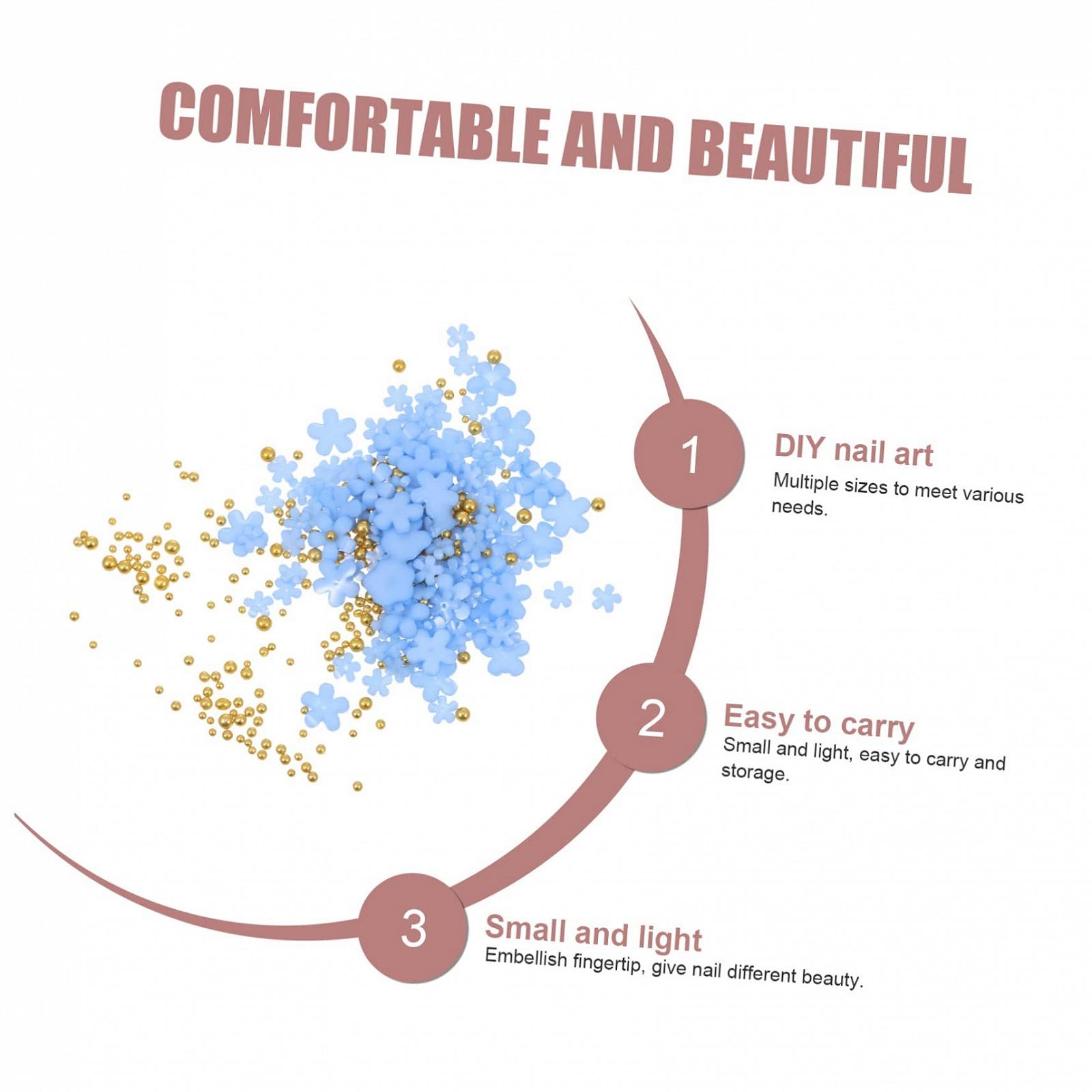 Украшения для ногтей FRCOLOR 5 шт Цветы для декора ногтей Сменные украшения для ногтей Серебряные бусины, фото №3
