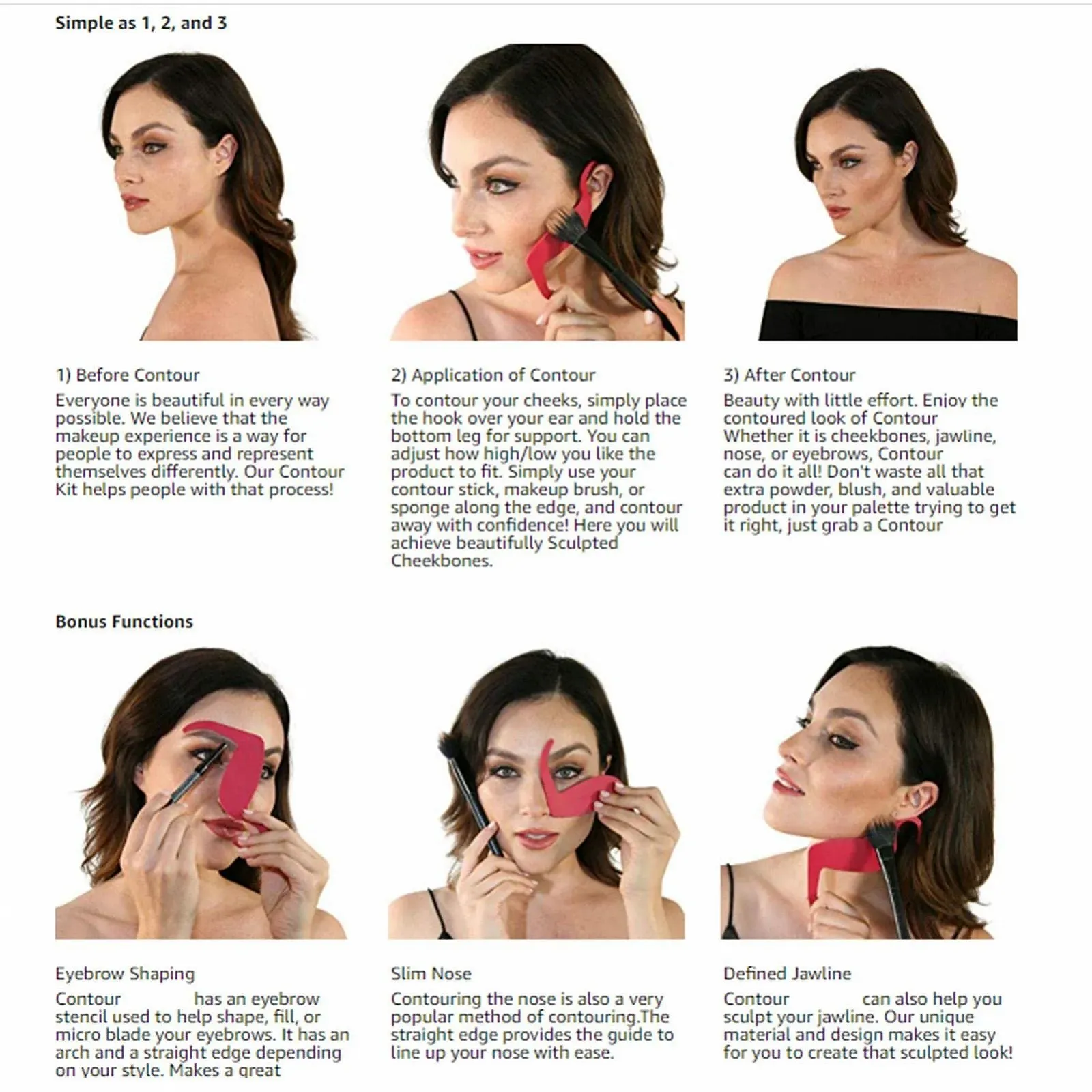 Набір трафаретів для макіяжу WEITING, інструменти для макіяжу, формувач брів, картка для підводки очей, палітра для контурів носа, органайзер контурування щік і носа, фото №7